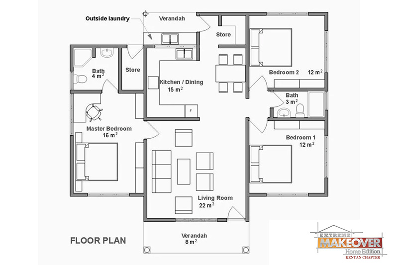 3 Bedroom House Plan - Image 2
